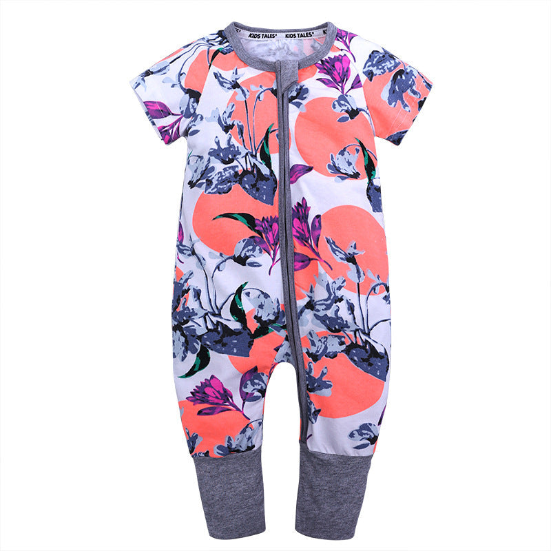 Boys And Girls Cotton Cartoon Bag Fart Clothes Baby Short Sleeved One Piece Baby Romper E 0 - Tophatter Daily Deals