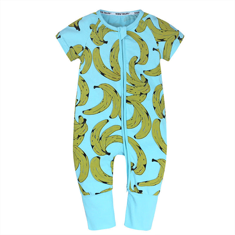 Boys And Girls Cotton Cartoon Bag Fart Clothes Baby Short Sleeved One Piece Baby Romper B 0 - Tophatter Daily Deals