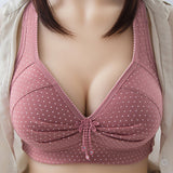 Bra Plus Size Underwear No Steel Ring Back Buckle Mother's Thin Bra Dark Red 0 - Tophatter Daily Deals