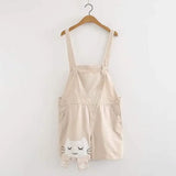 Handmade Cat Embroidery Schoolgirl Overalls Khaki OneSize Overalls - Tophatter Daily Deals