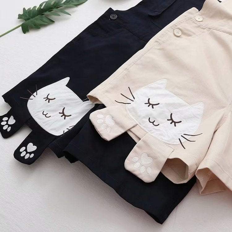 Handmade Cat Embroidery Schoolgirl Overalls Overalls - Tophatter Daily Deals