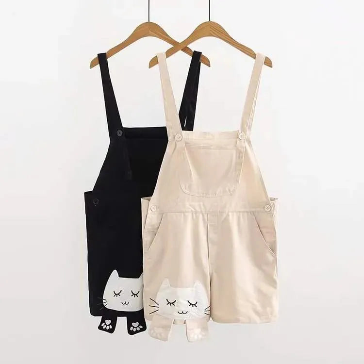 Handmade Cat Embroidery Schoolgirl Overalls Overalls - Tophatter Daily Deals