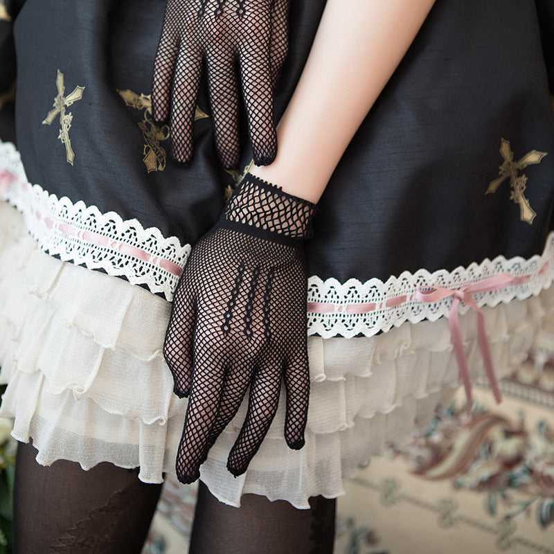Black White Etiquette Gloves Wedding Dress Gloves Black OneSize 0 - Tophatter Daily Deals