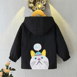 Boy Cartoon Jacket Children's Leisure All-Match Meow coat black 0 - Tophatter Daily Deals
