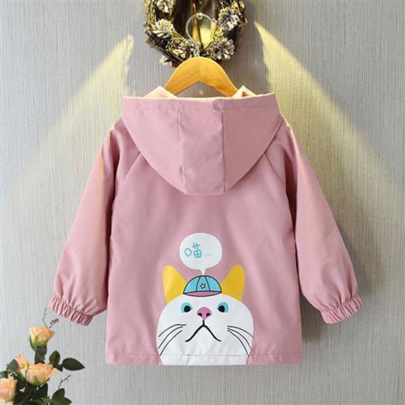 Boy Cartoon Jacket Children's Leisure All-Match Meow coat pink 0 - Tophatter Daily Deals