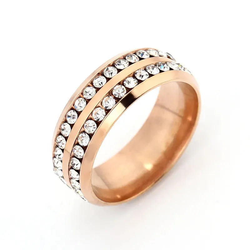 Jared™ Two-Row Diamond Ring Rose Gold Rings - Tophatter Daily Deals
