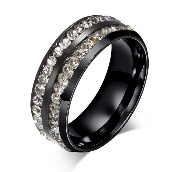 Jared™ Two-Row Diamond Ring Black Rings - Tophatter Daily Deals