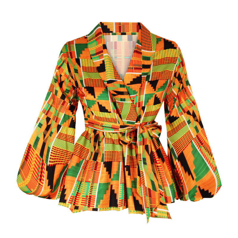 African Printed Blouse And Blouse For S-XL Ladies Yellow 0 - Tophatter Daily Deals