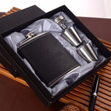 7oz Stainless Steel Bottle Set Portable Gift Box Grey and black deer head 0 - Tophatter Daily Deals