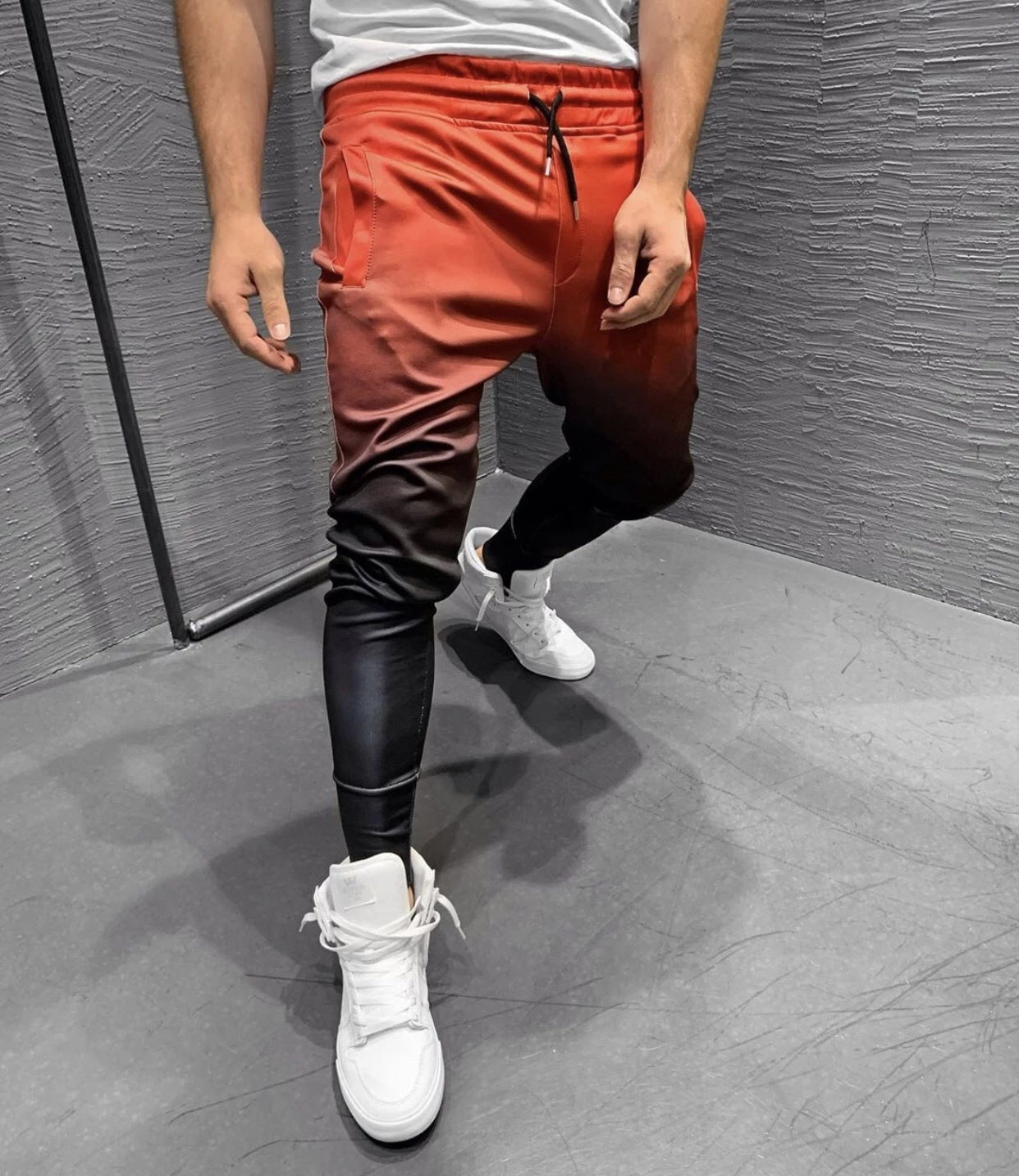 3D Gradient Slim Stretch Leggings Red black 0 - Tophatter Daily Deals