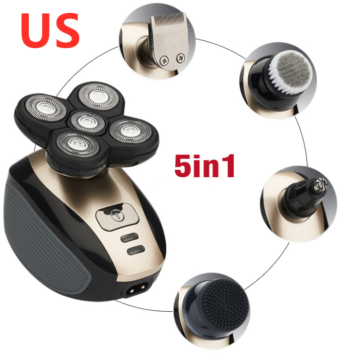 5 In 1 Multifunctional Electric Shaver 5 Blade Razor For Men Shaved Head Rechargeable Shaving Machine Beard Nose Hair Trimmer Black gold US 0 - Tophatter Daily Deals