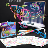 3D Magic Drawing Board LED VR Montessori Educational Toys DIY Children Graffiti Painting Lcd Writing Tablet Coloring Blackboard E 0 - Tophatter Daily Deals