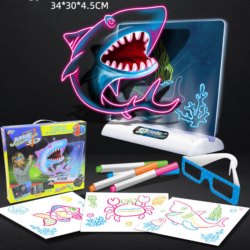 3D Magic Drawing Board LED VR Montessori Educational Toys DIY Children Graffiti Painting Lcd Writing Tablet Coloring Blackboard D 0 - Tophatter Daily Deals