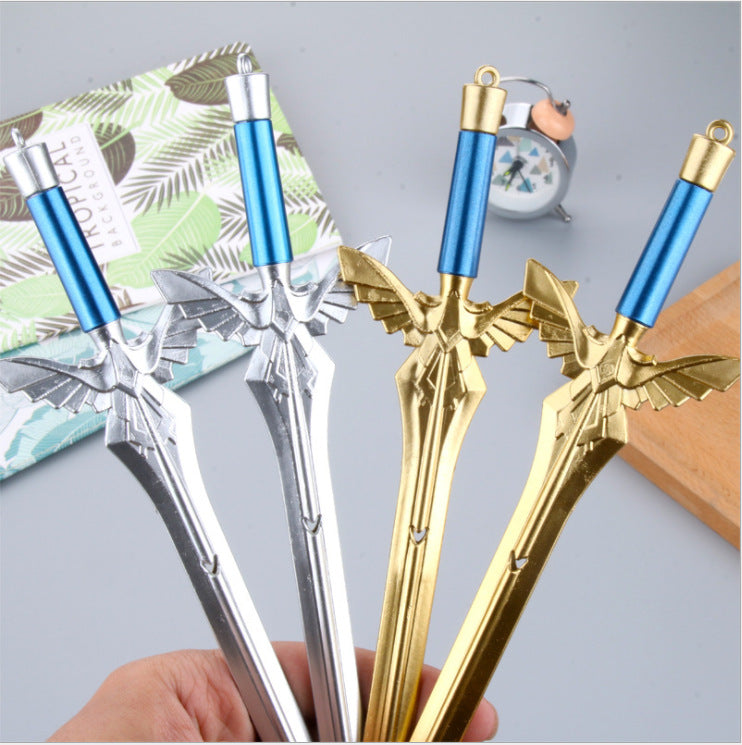 Angel Wing Sword Gel Pen Gold Silver Sword Black Gel Pen 0 - Tophatter Daily Deals