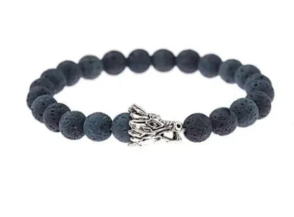 Volcanic Stone White Pine Stone Bracelet Dark green dragon head - Tophatter Daily Deals