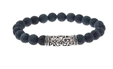 Volcanic Stone White Pine Stone Bracelet Dark green column - Tophatter Daily Deals