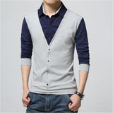 Autumn New T Shirt Plus Size Men's Lapel T Shirt Bottoming Shirt Grey 0 - Tophatter Daily Deals