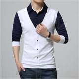 Autumn New T Shirt Plus Size Men's Lapel T Shirt Bottoming Shirt White 0 - Tophatter Daily Deals