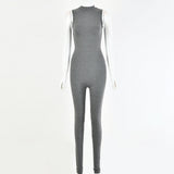 Autumn And Winter New Products Fashionable European And American Style Women Sexy Skinny Sleeveless Jumpsuit Grey 0 - Tophatter Daily Deals