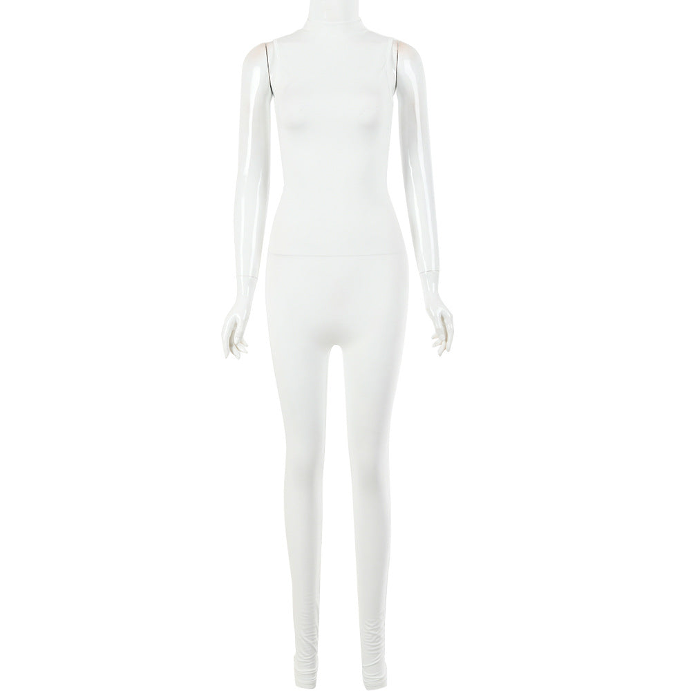 Autumn And Winter New Products Fashionable European And American Style Women Sexy Skinny Sleeveless Jumpsuit White 0 - Tophatter Daily Deals