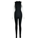 Autumn And Winter New Products Fashionable European And American Style Women Sexy Skinny Sleeveless Jumpsuit Black 0 - Tophatter Daily Deals