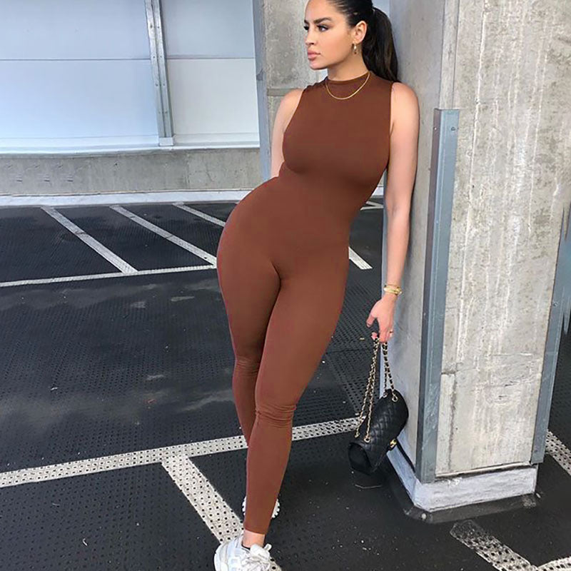 Autumn And Winter New Products Fashionable European And American Style Women Sexy Skinny Sleeveless Jumpsuit 0 - Tophatter Daily Deals