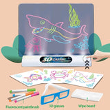 3D Magic Drawing Board LED VR Montessori Educational Toys DIY Children Graffiti Painting Lcd Writing Tablet Coloring Blackboard 0 - Tophatter Daily Deals