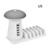 2 In 1 Multifunction Mushroom Lamp LED Lamp Holder USB Charger Home Office Supplies White US 0 - Tophatter Daily Deals