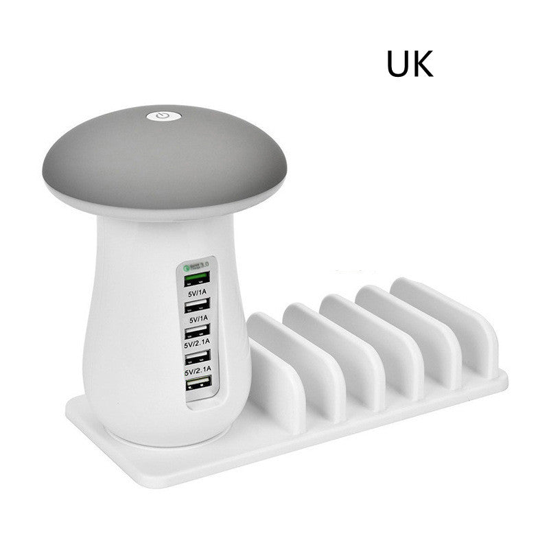 2 In 1 Multifunction Mushroom Lamp LED Lamp Holder USB Charger Home Office Supplies White UK 0 - Tophatter Daily Deals