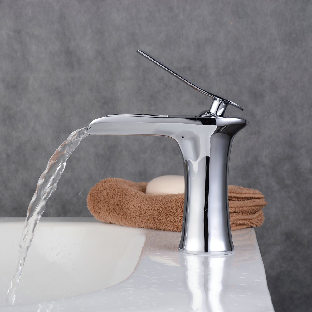Black And White Gold Copper Bathroom Sink Waterfall Faucet Silver 0 - Tophatter Daily Deals