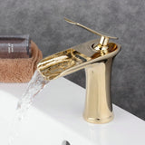 Black And White Gold Copper Bathroom Sink Waterfall Faucet Gold 0 - Tophatter Daily Deals