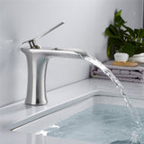Black And White Gold Copper Bathroom Sink Waterfall Faucet 1 Silver 0 - Tophatter Daily Deals
