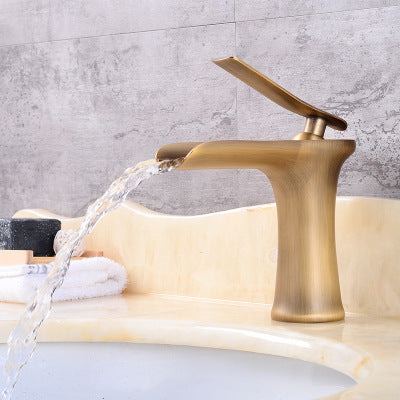 Black And White Gold Copper Bathroom Sink Waterfall Faucet copper 0 - Tophatter Daily Deals