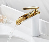 Black And White Gold Copper Bathroom Sink Waterfall Faucet White gold 0 - Tophatter Daily Deals