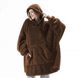 Warm Cozy Women Blanket Hoodie - Oversized Fleece Lounging Coffee One size 3D Changing Face Moving Picture Frame - Tophatter Daily Deals