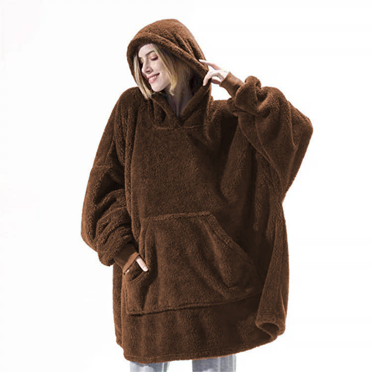 Warm Cozy Women Blanket Hoodie - Oversized Fleece Lounging Coffee One size 3D Changing Face Moving Picture Frame - Tophatter Daily Deals