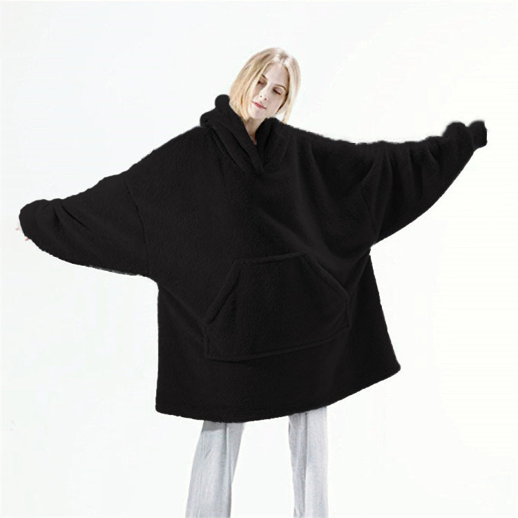 Warm Cozy Women Blanket Hoodie - Oversized Fleece Lounging Black One size 3D Changing Face Moving Picture Frame - Tophatter Daily Deals