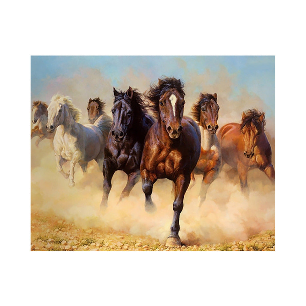 Black And White Horse DIY Digital Oil Painting Frameless Combo Frame 01style 40x50cm 0 - Tophatter Daily Deals