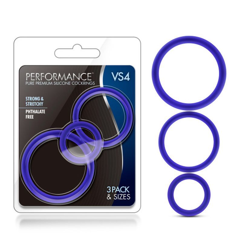 Performance Silicone Cock Ring 3 Pc Set Indigo for Stamina > Cock Ring > Sets - Tophatter Daily Deals
