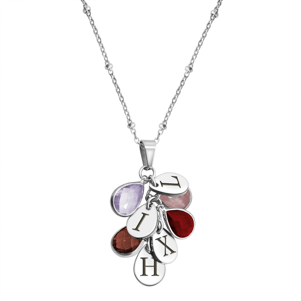 12 water drop birthstone gemstone necklace tricolor sliver 7 - Tophatter Daily Deals