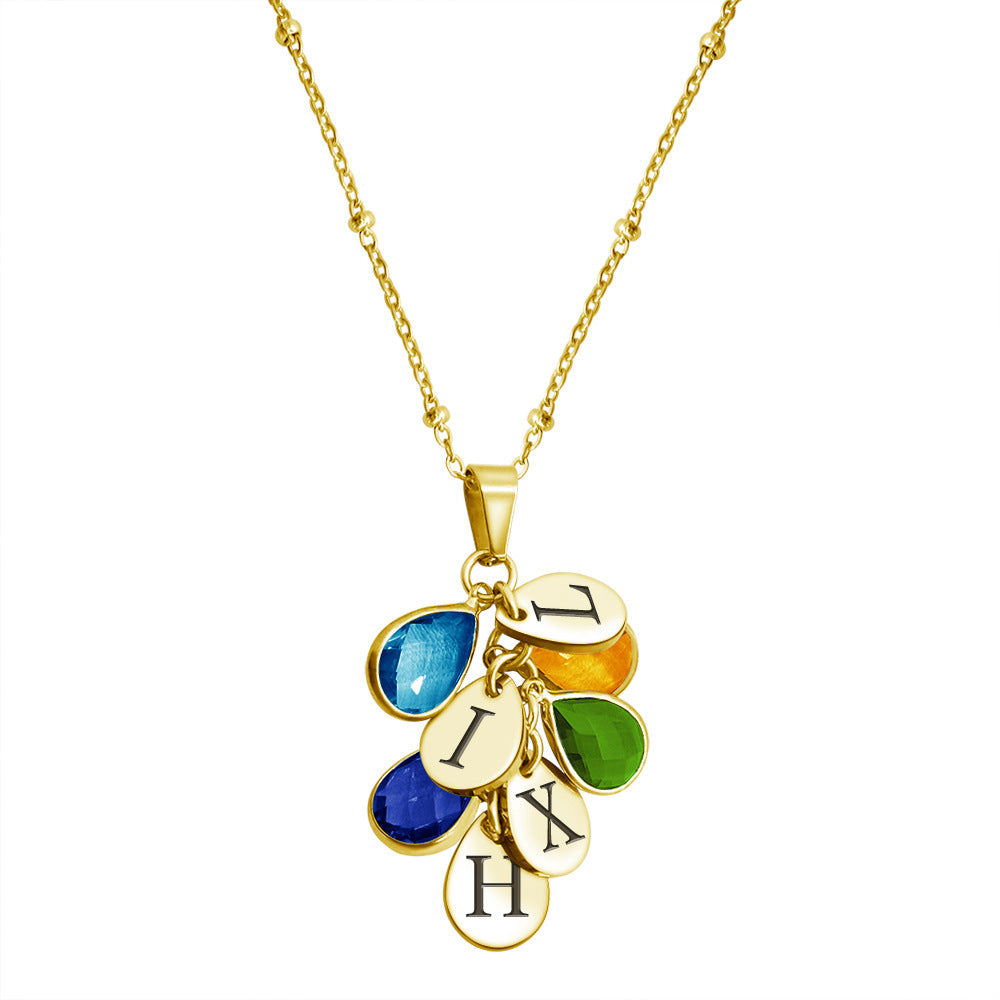 12 water drop birthstone gemstone necklace tricolor Gold 7 - Tophatter Daily Deals
