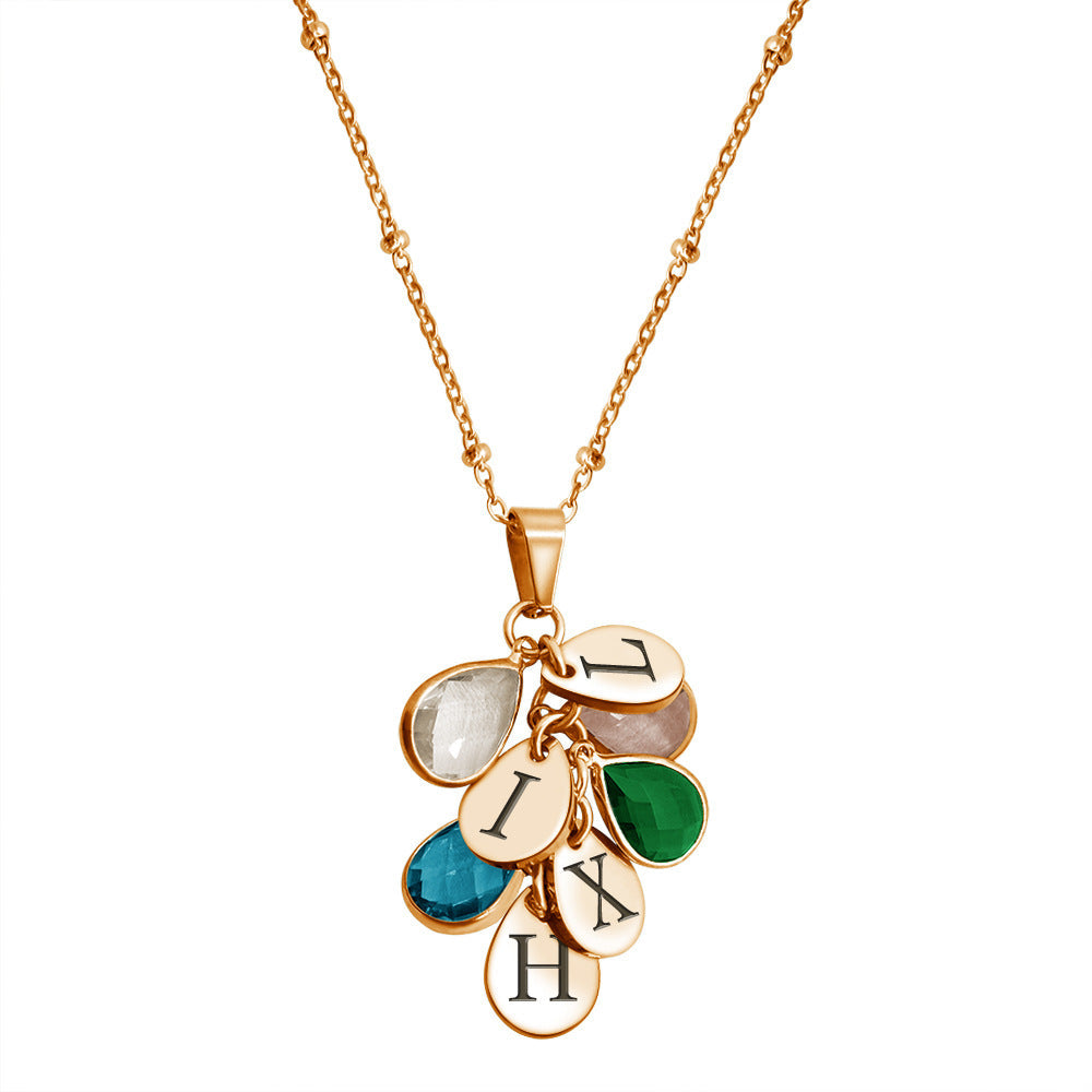 12 water drop birthstone gemstone necklace tricolor Rose Gold 7 - Tophatter Daily Deals