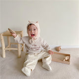 Baby suit Korean version spring new baby alphabet striped T-shirt patch casual pants baby two-piece suit 0 - Tophatter Daily Deals