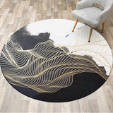 Black And White Abstract Ink Painting Gold Line Carpet Black white 0 - Tophatter Daily Deals