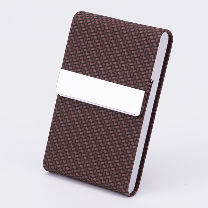 Business Fashion Male Stainless Steel Thick Cigarette Case Anti-pressure Sticker PU Office Gift Box Coffee E 0 - Tophatter Daily Deals