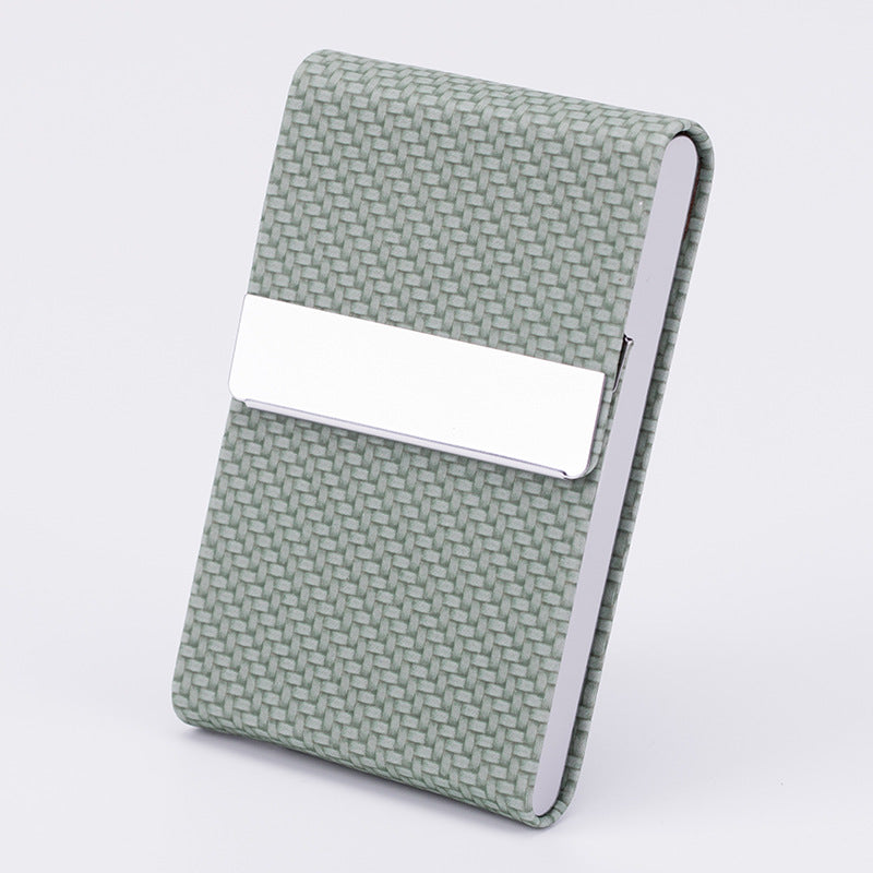 Business Fashion Male Stainless Steel Thick Cigarette Case Anti-pressure Sticker PU Office Gift Box Light green D 0 - Tophatter Daily Deals