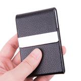 Business Fashion Male Stainless Steel Thick Cigarette Case Anti-pressure Sticker PU Office Gift Box Black 0 - Tophatter Daily Deals
