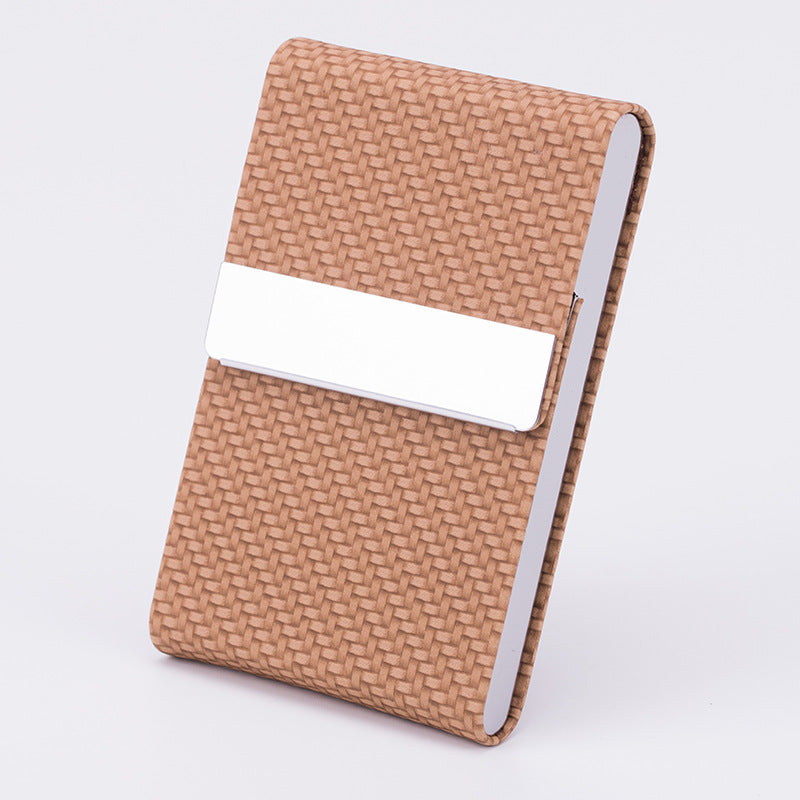 Business Fashion Male Stainless Steel Thick Cigarette Case Anti-pressure Sticker PU Office Gift Box Apricot B 0 - Tophatter Daily Deals