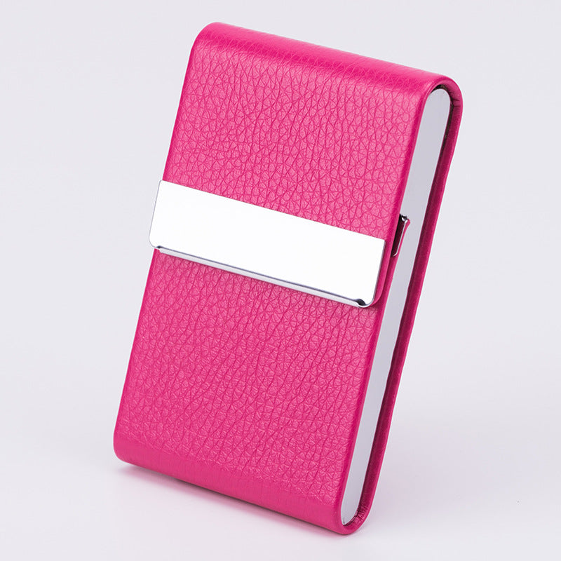 Business Fashion Male Stainless Steel Thick Cigarette Case Anti-pressure Sticker PU Office Gift Box Rose Red 0 - Tophatter Daily Deals