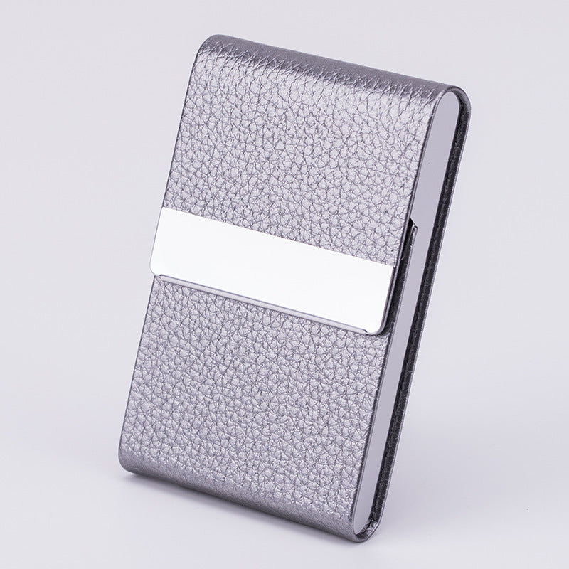Business Fashion Male Stainless Steel Thick Cigarette Case Anti-pressure Sticker PU Office Gift Box Gray 0 - Tophatter Daily Deals